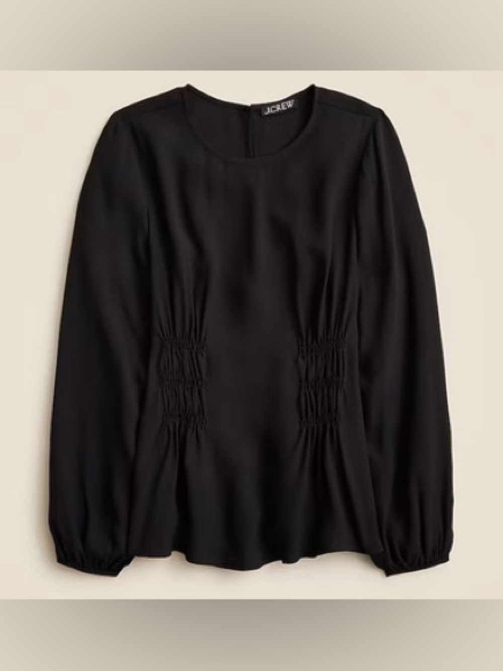 J. Crew Shirred Waist Chiffon Top in Black Size 8 NWT